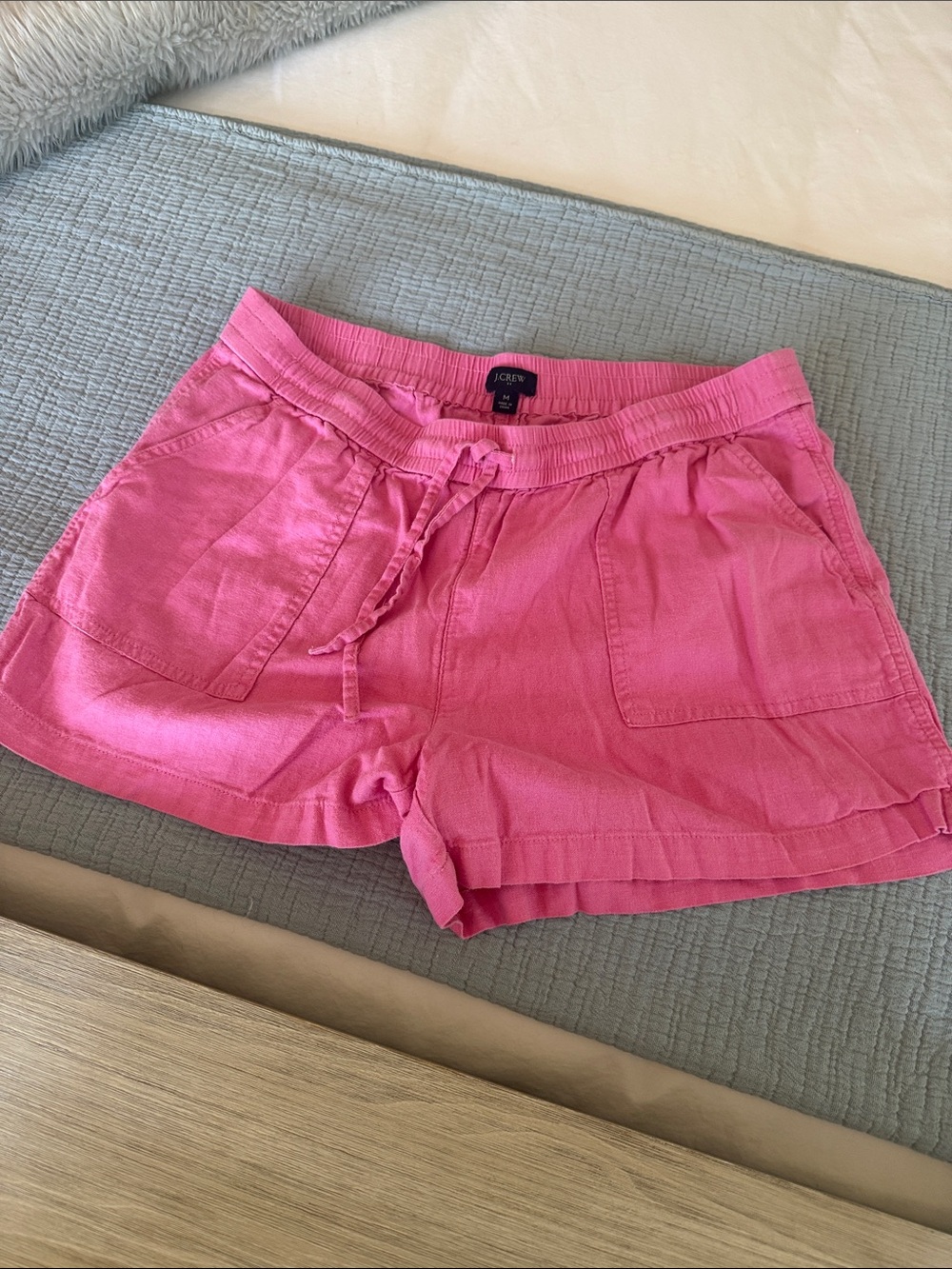 J. Crew Bright Pink Drawstring Linen Women's Athletic Shorts